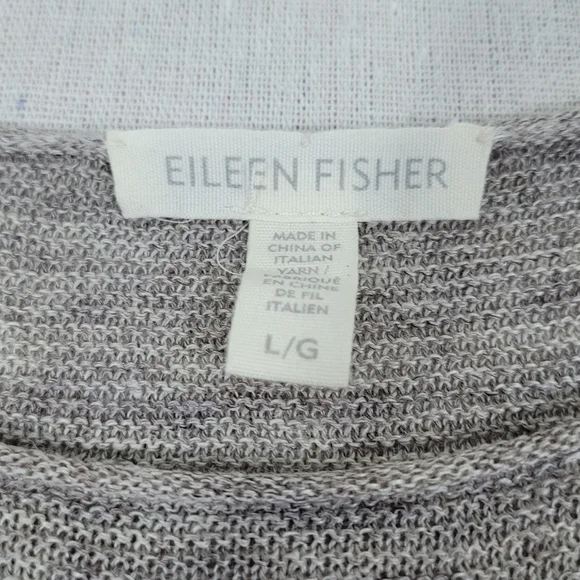 Eileen Fisher Womens Size Large 100% Linen Taupe Loose Knit Tunic Dolman Sleeve - Picture 5 of 10